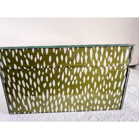 High Gloss Lucite Acrylic Green White Accessory Box Watercolor Spotted 9.75"L - Picture 15 of 16